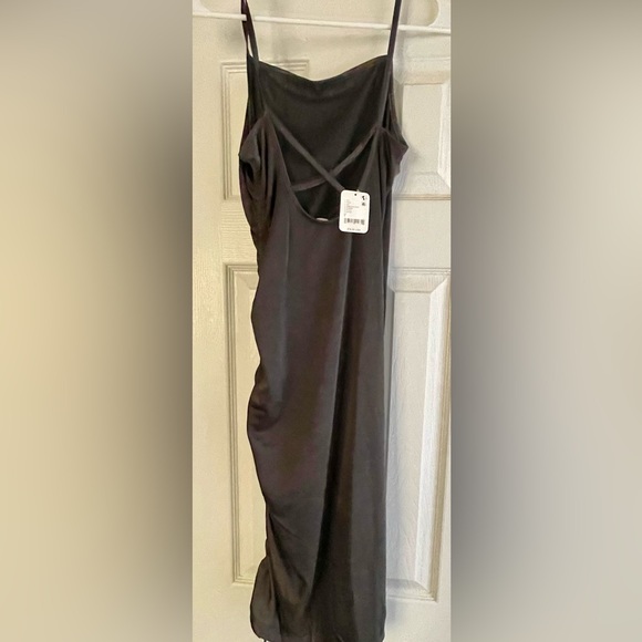NWT Free People Talk About It Mini-To-Midi Slip Dress in Color: Dark Gull Grey - Picture 4 of 5